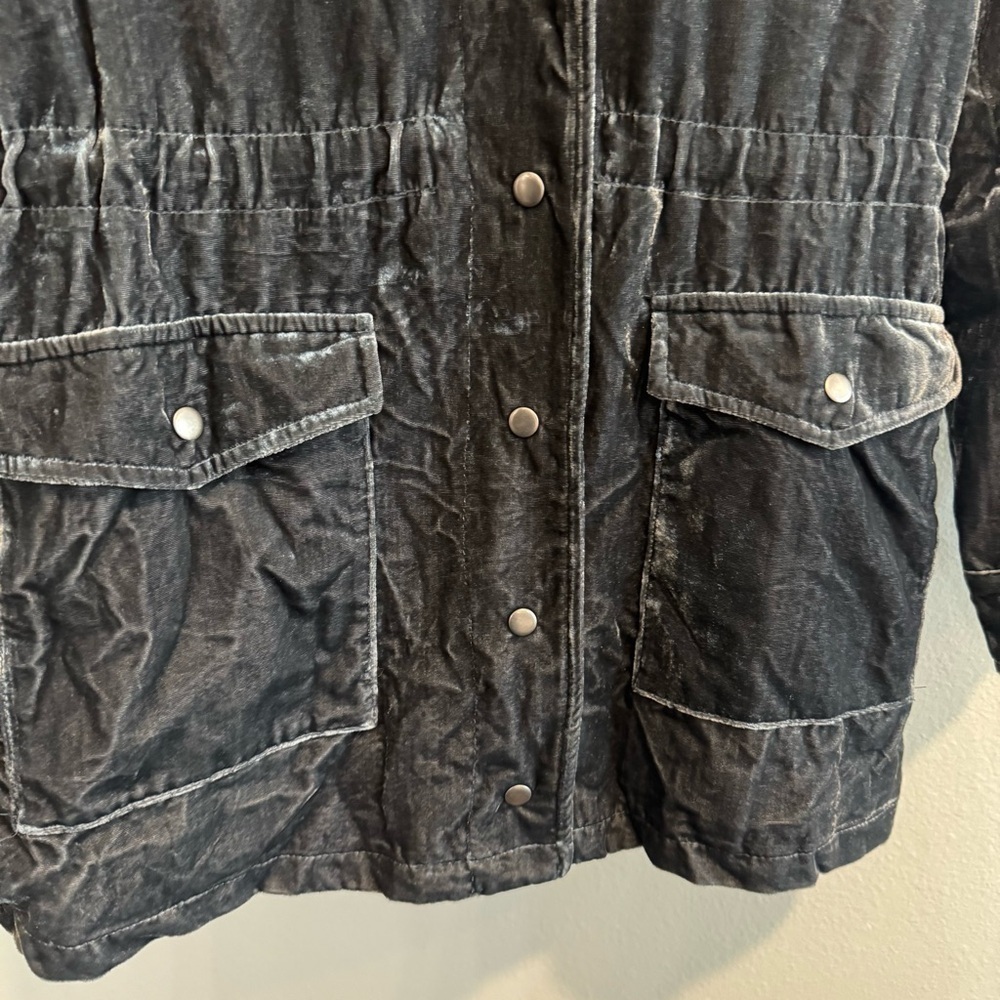 Lucky Brand Luxe Velvet Gray Utility Jacket S NWT - Picture 4 of 7